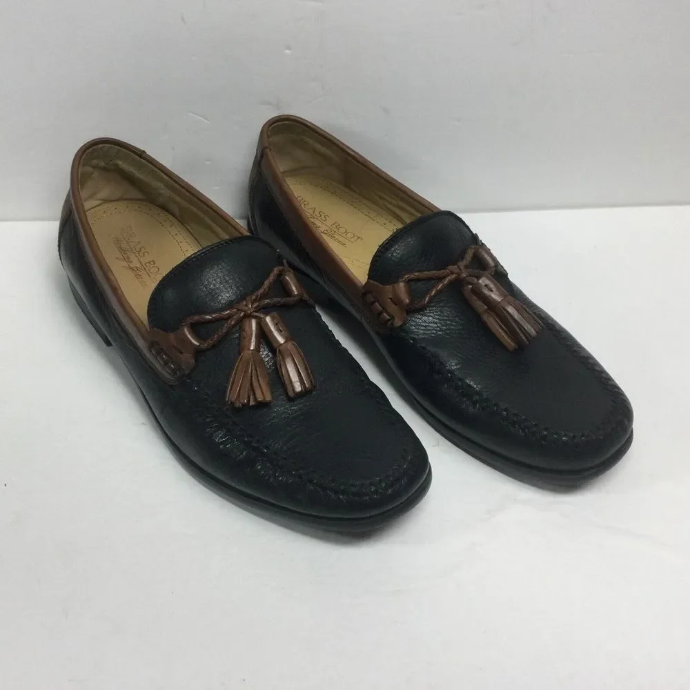 Brass Boots Walking Glove Black Tassel Men's Shoes Sz 9M‎ Sheepskin Lining 93392